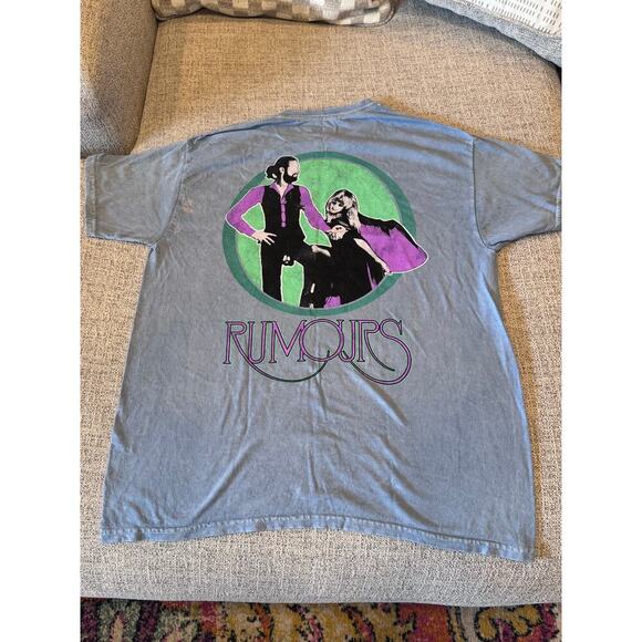 Fleetwood Mac Rumours Blue Grunge Short Sleeve Graphic T-Shirt Blue Wash L - Picture 5 of 8